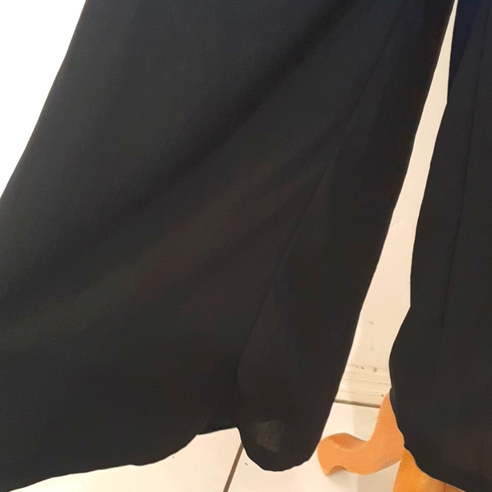 Here Comes The Sun Size 12 Black Strapless Jumpsuit Sheer Legs - Picture 3 of 10